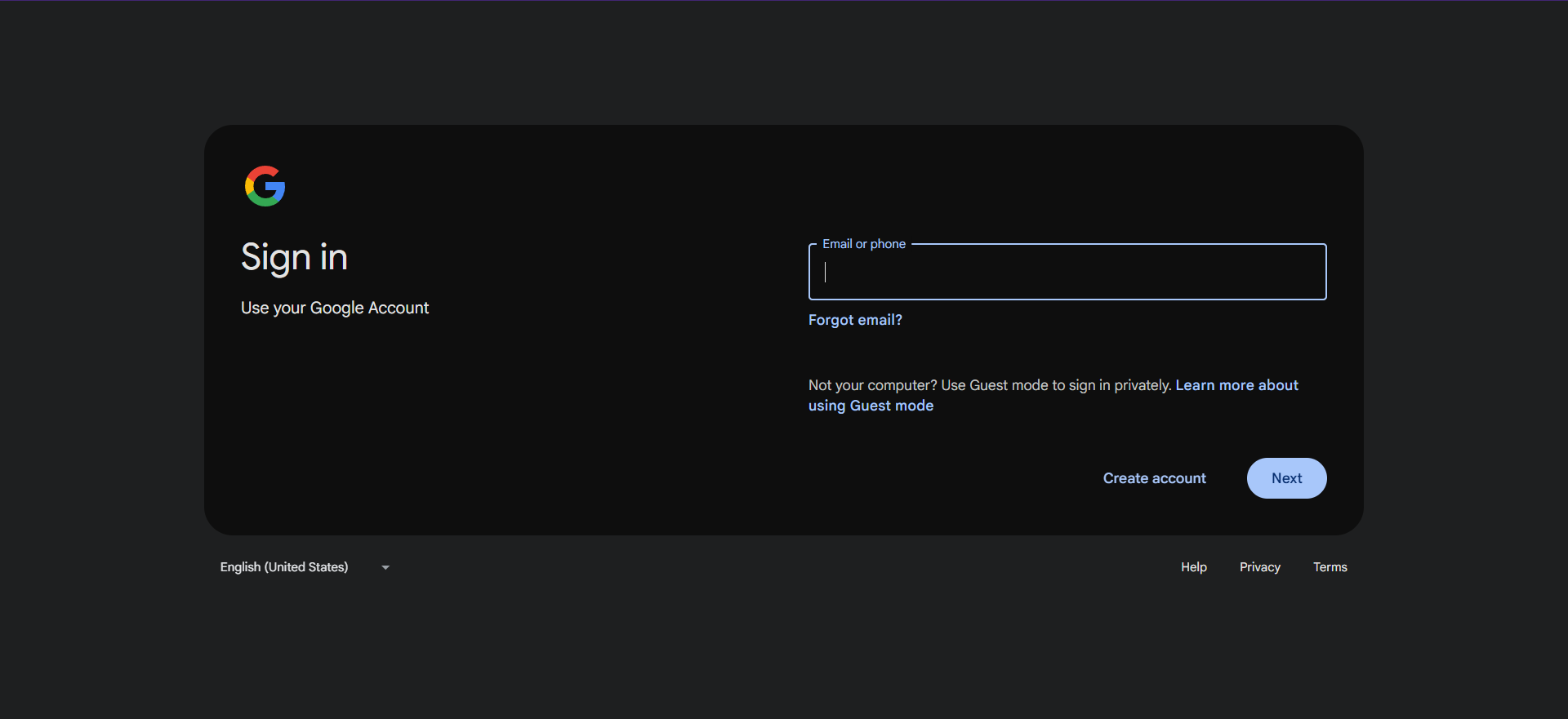 Google Sign-In screen
