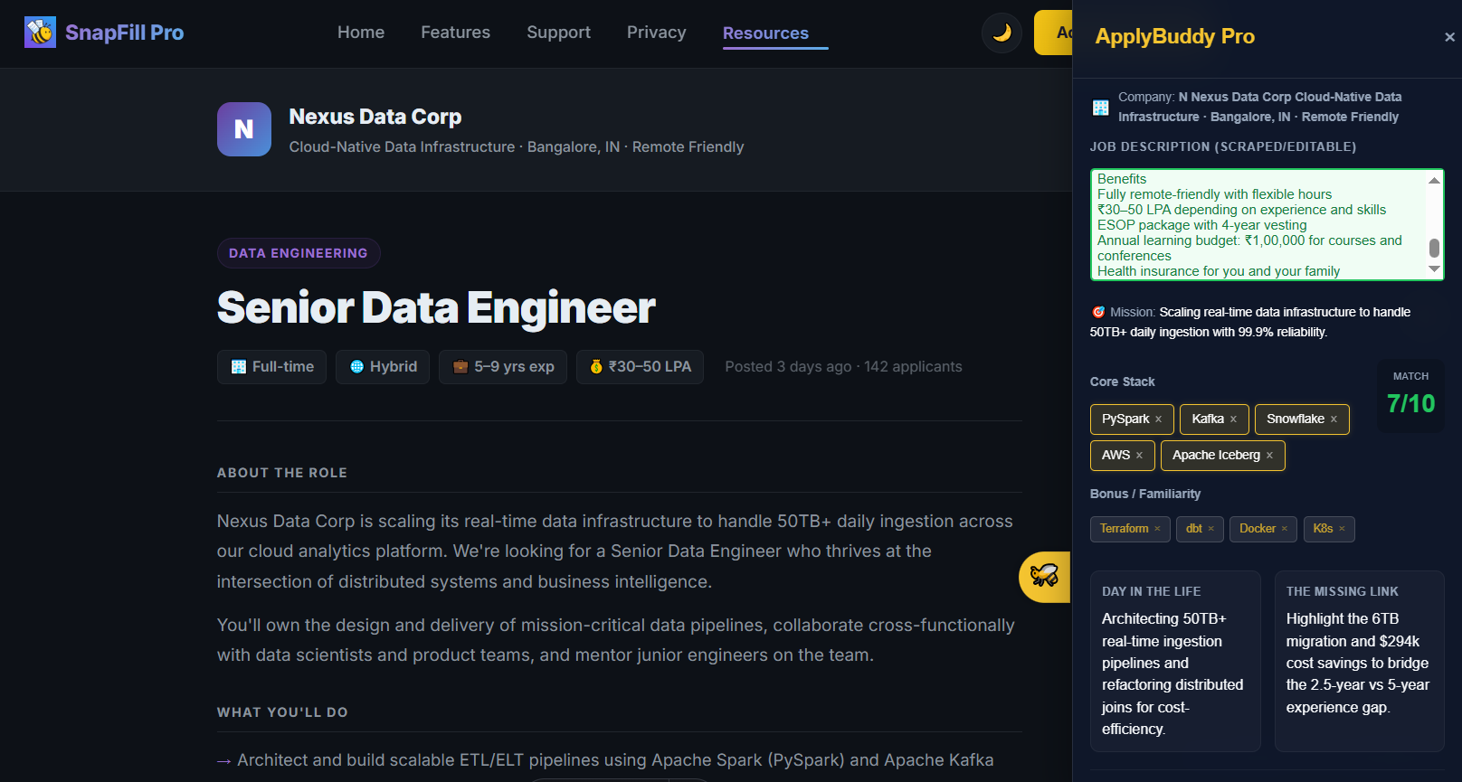 SnapFill Pro JD Intelligence results panel